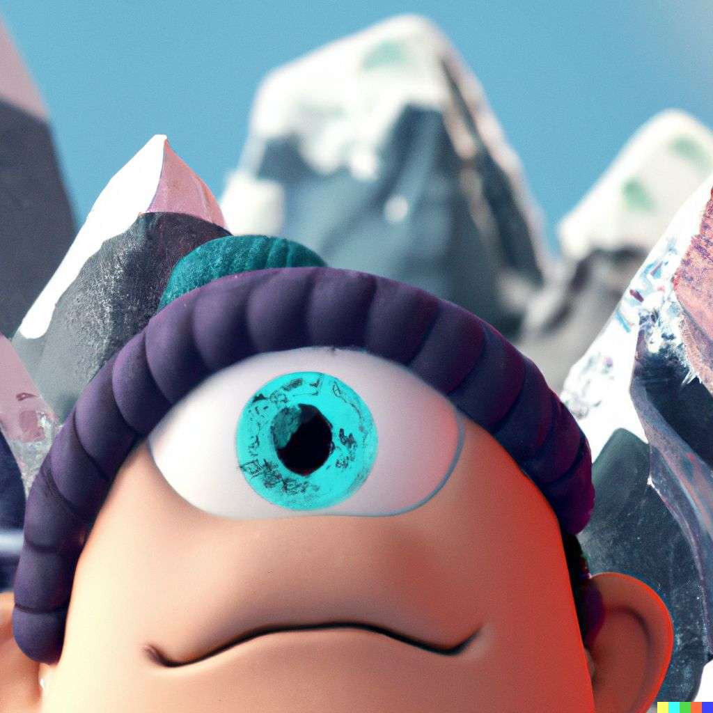 someone gazing at Mount Everest, close-up, very cute, emoji, multicolored, Unreal Engine 3D render, trending on ArtStation, realistic materials